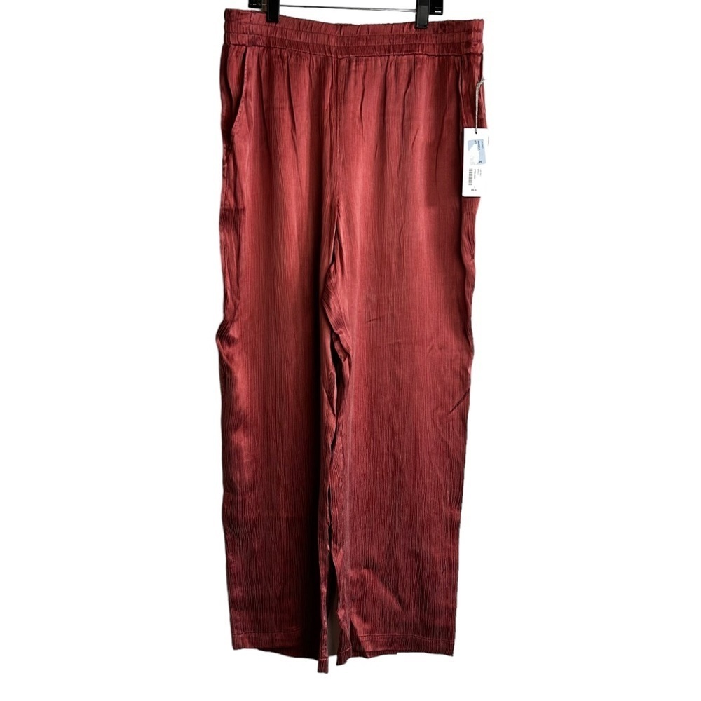 Soft surroundings Lumi pants wide leg pull on pink crepe size large NEW
